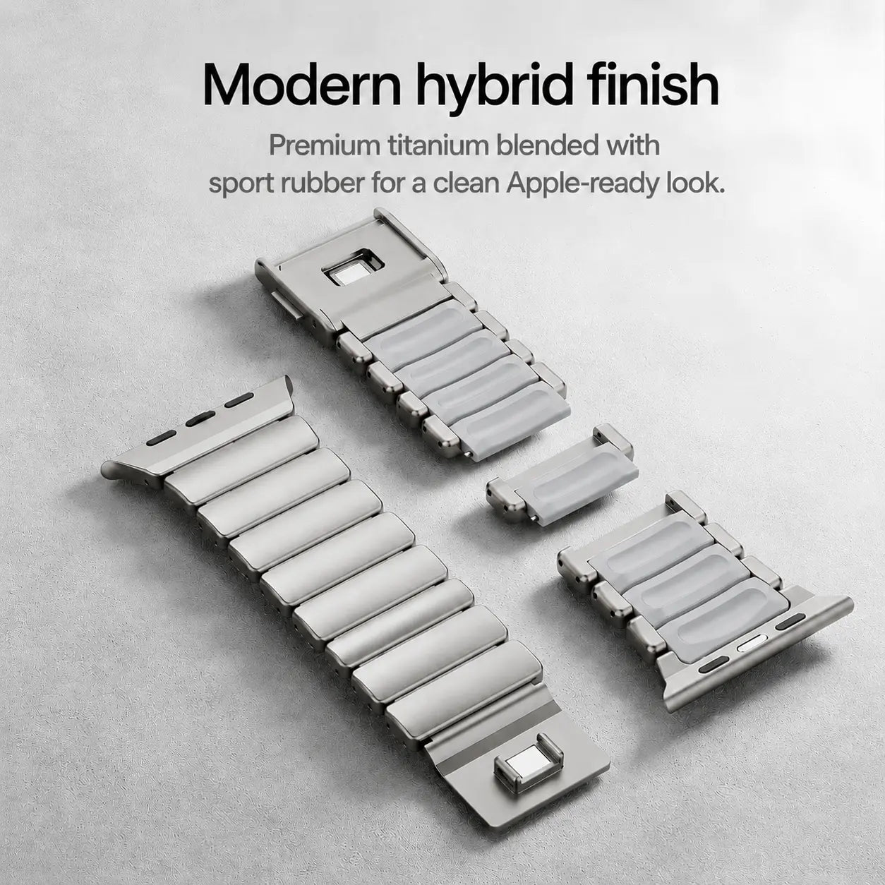titanium rubber apple watch strap stone gray #color_Titanium Stone Gray