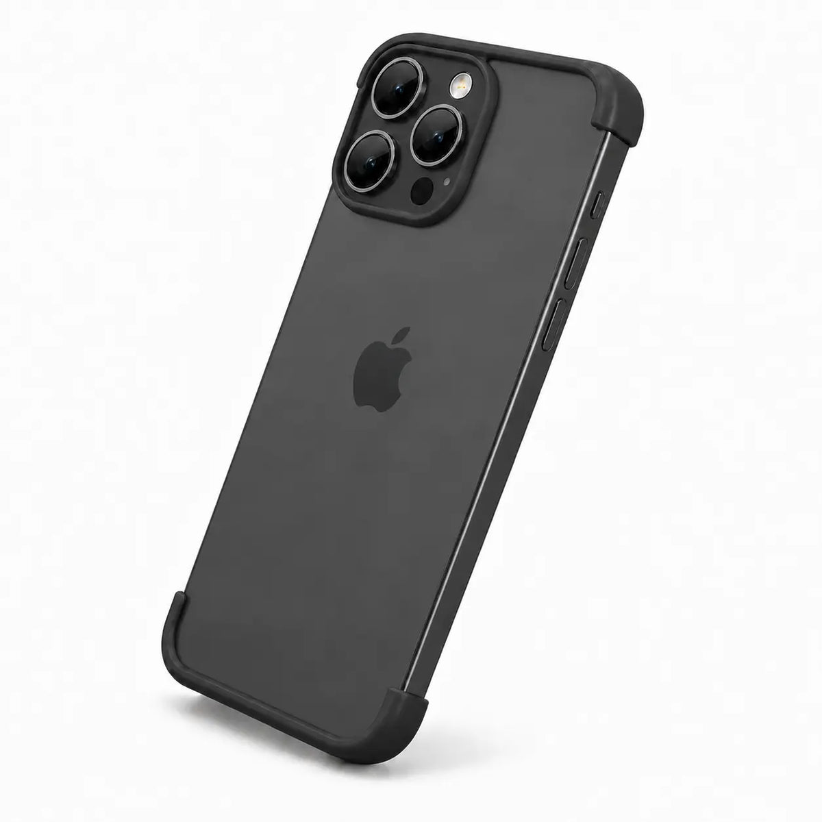 Black open-back phone bumper showing the camera and corner guards #color_Midnight Black