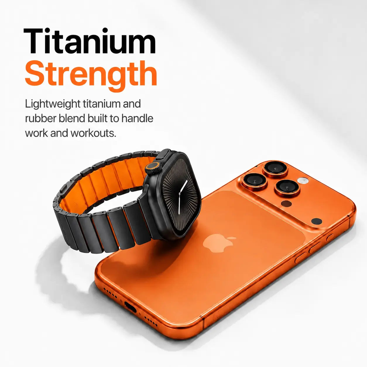 black titanium cosmic orange apple watch ultra band #color_Black Titanium Cosmic Orange
