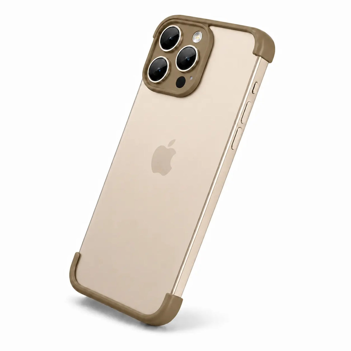 Brown open-back phone bumper showing the camera and corner guards #color_Mocha Brown