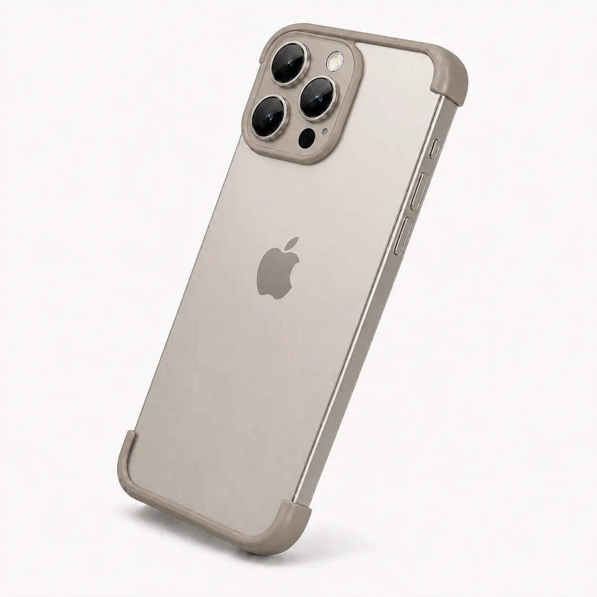 Gray open-back phone bumper showing the camera and corner guards #color_Slate Gray