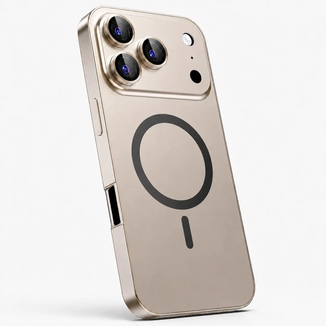 Metal MagSafe iPhone case with reinforced aluminum camera frame #color_Desert Gold