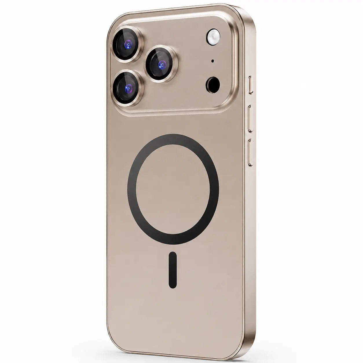 iPhone 18 Pro metal case with soft inner layer for scratch protection #color_Desert Gold