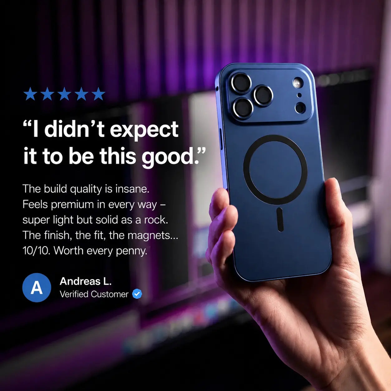 iPhone metal case with protective inner lining #color_Deep Blue