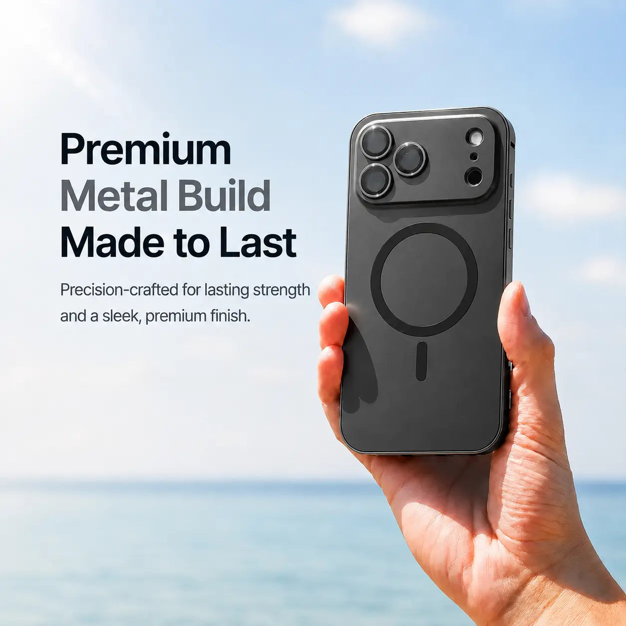 iPhone case with aluminum edge protection #color_Midnight Black