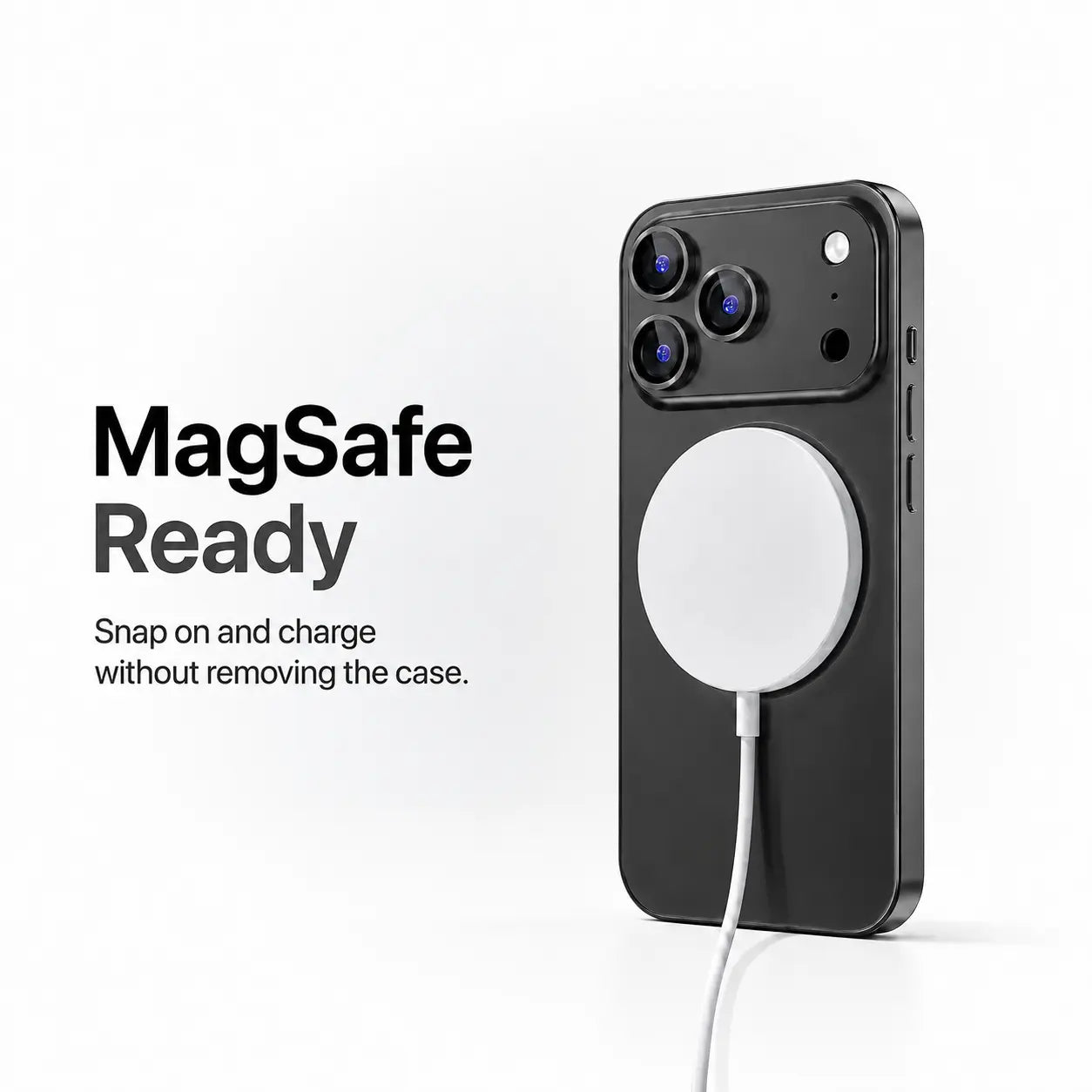 iPhone case with magnetic ring and metal frame #color_Midnight Black
