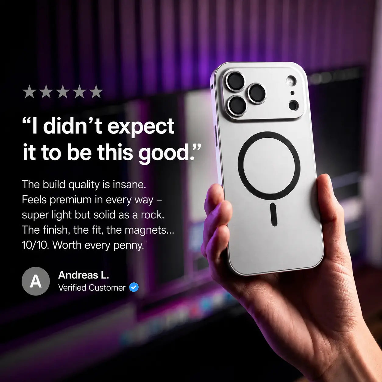 iPhone metal case with elevated camera ring #color_Titanium Silver