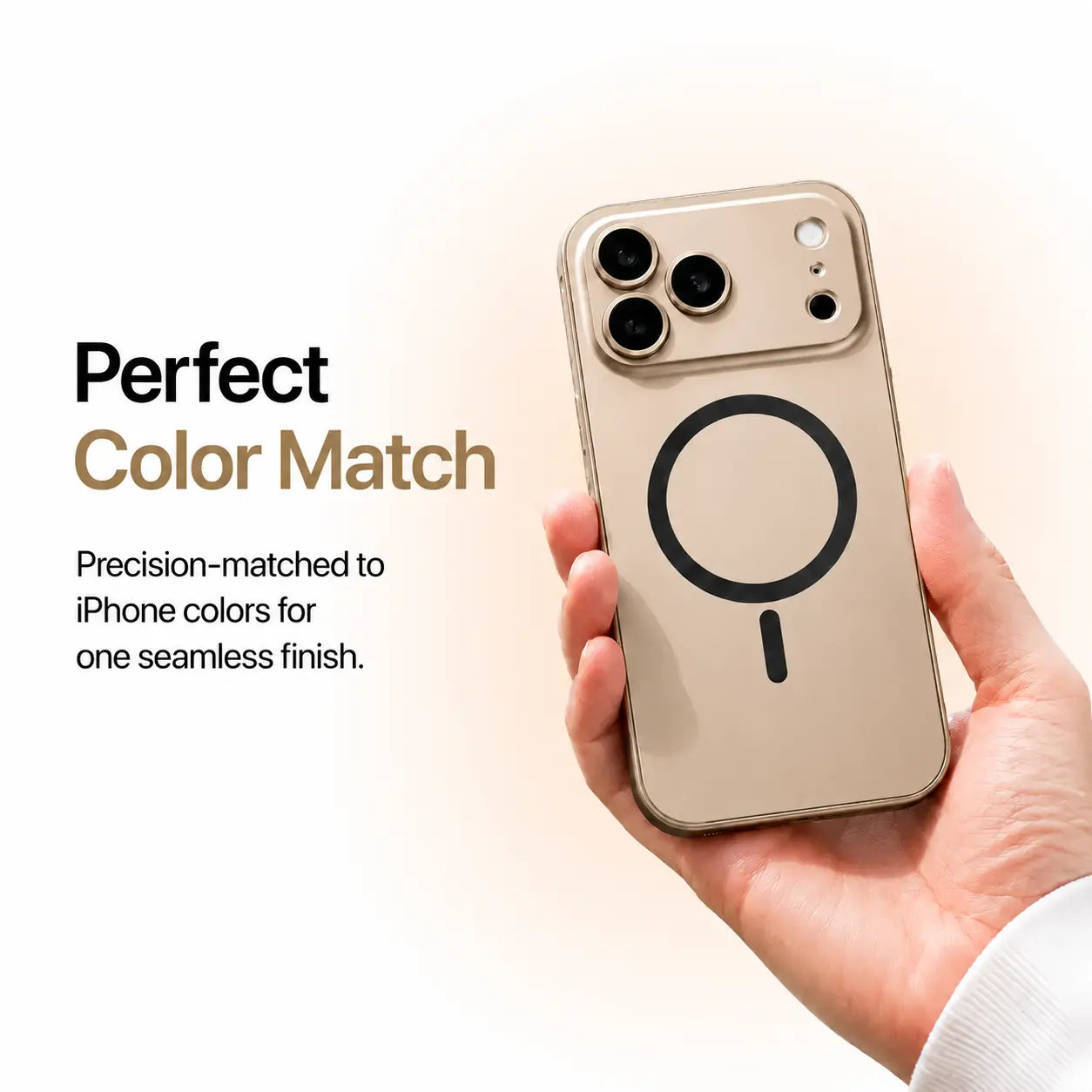 iPhone case with raised metal lens surround #color_Desert Gold