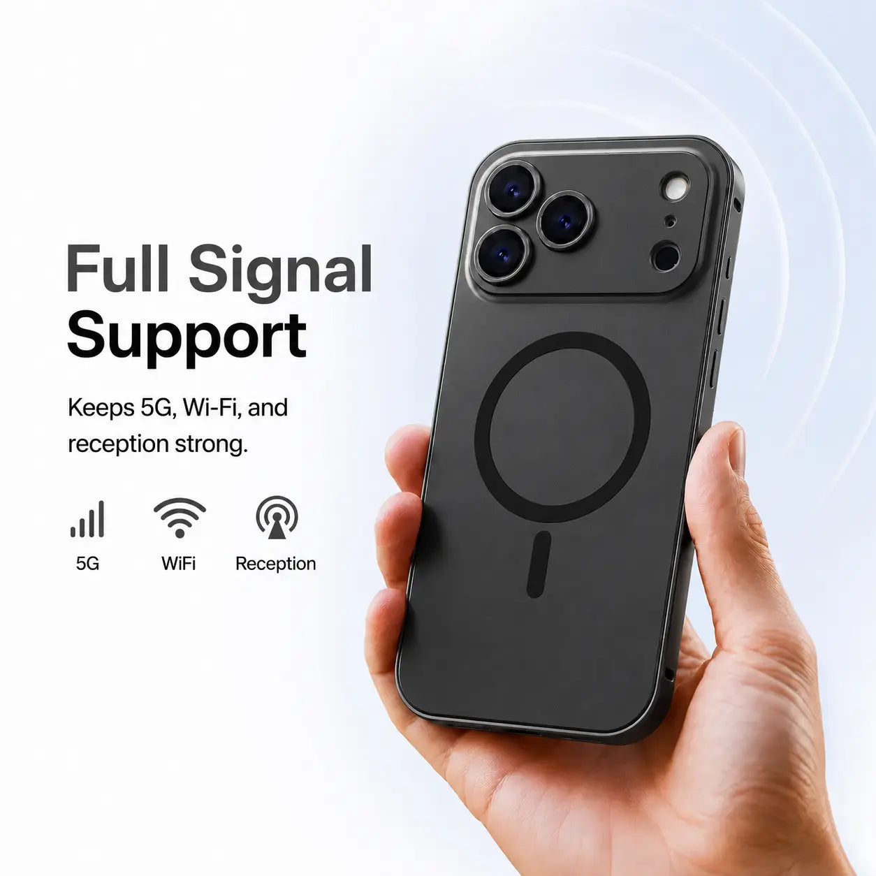iPhone magnetic charging case with aluminum bumper #color_Midnight Black