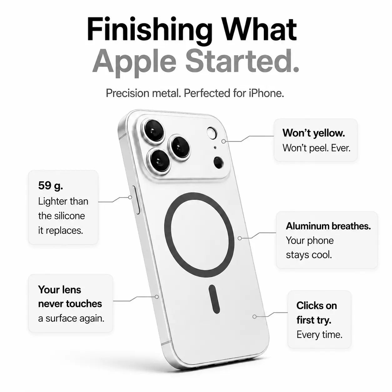 iPhone case with metal border and camera guard #color_Titanium Silver