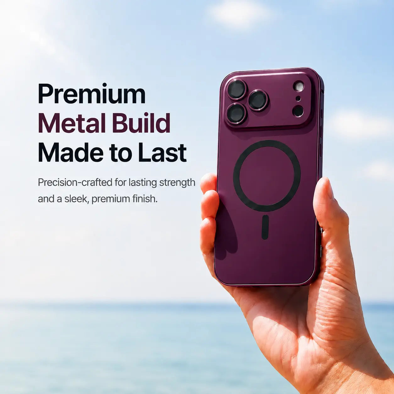 iPhone case with secure snap lock frame #color_Dark Cherry