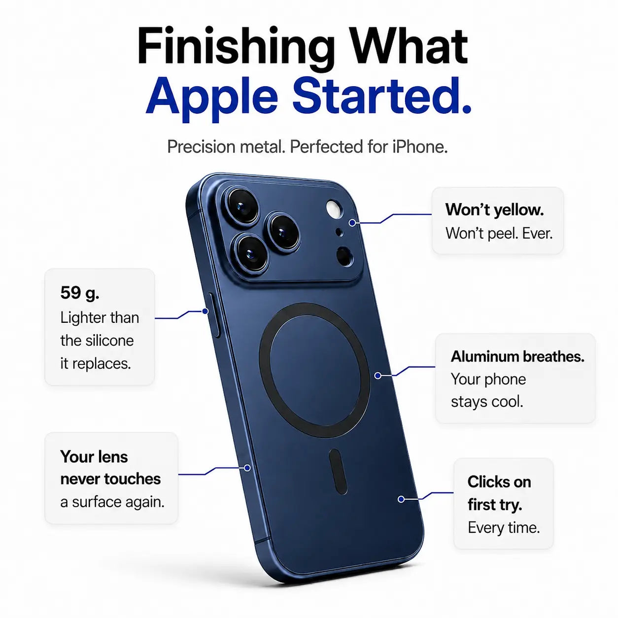 iPhone case with raised metal camera surround #color_Deep Blue