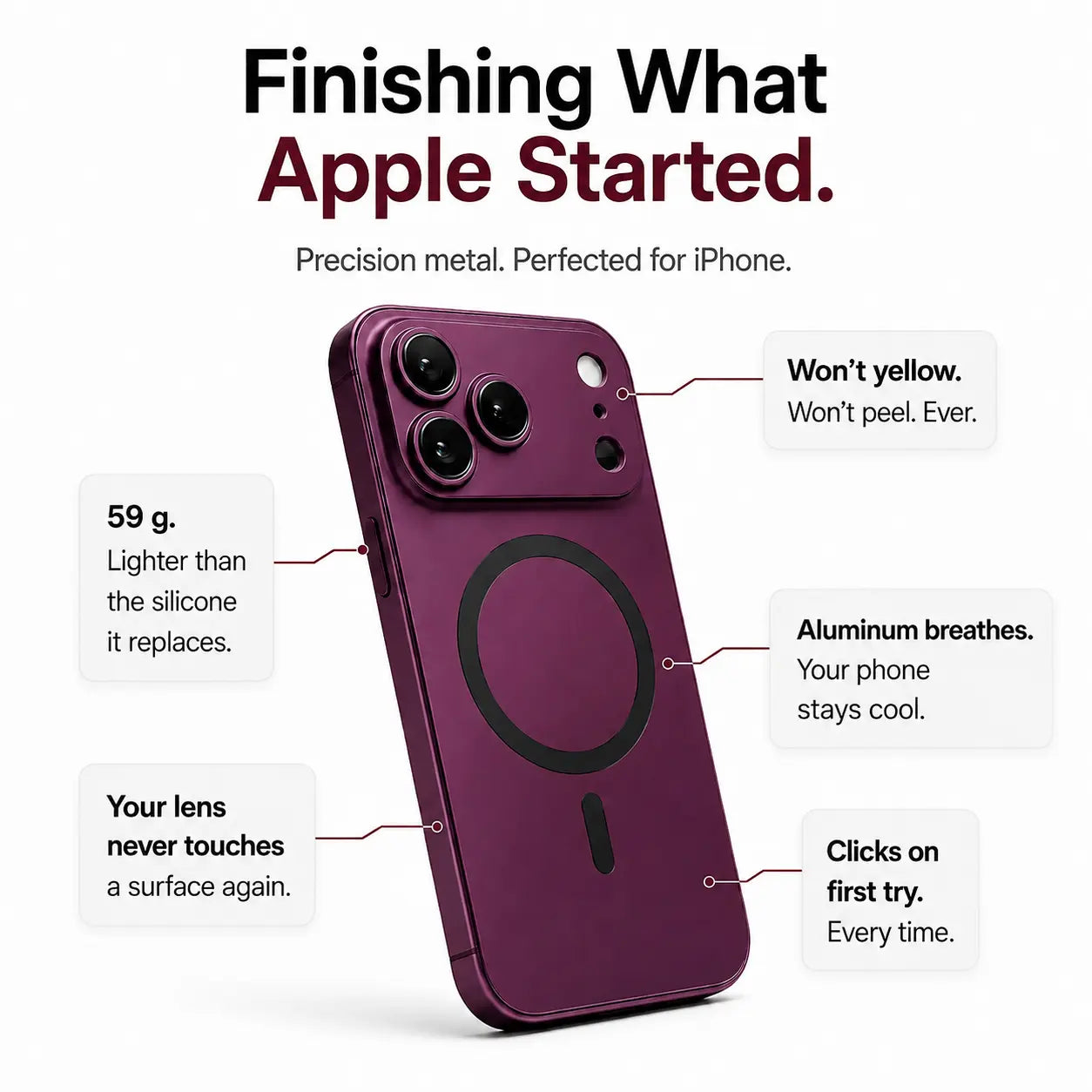 iPhone metal case with soft inner lining #color_Dark Cherry