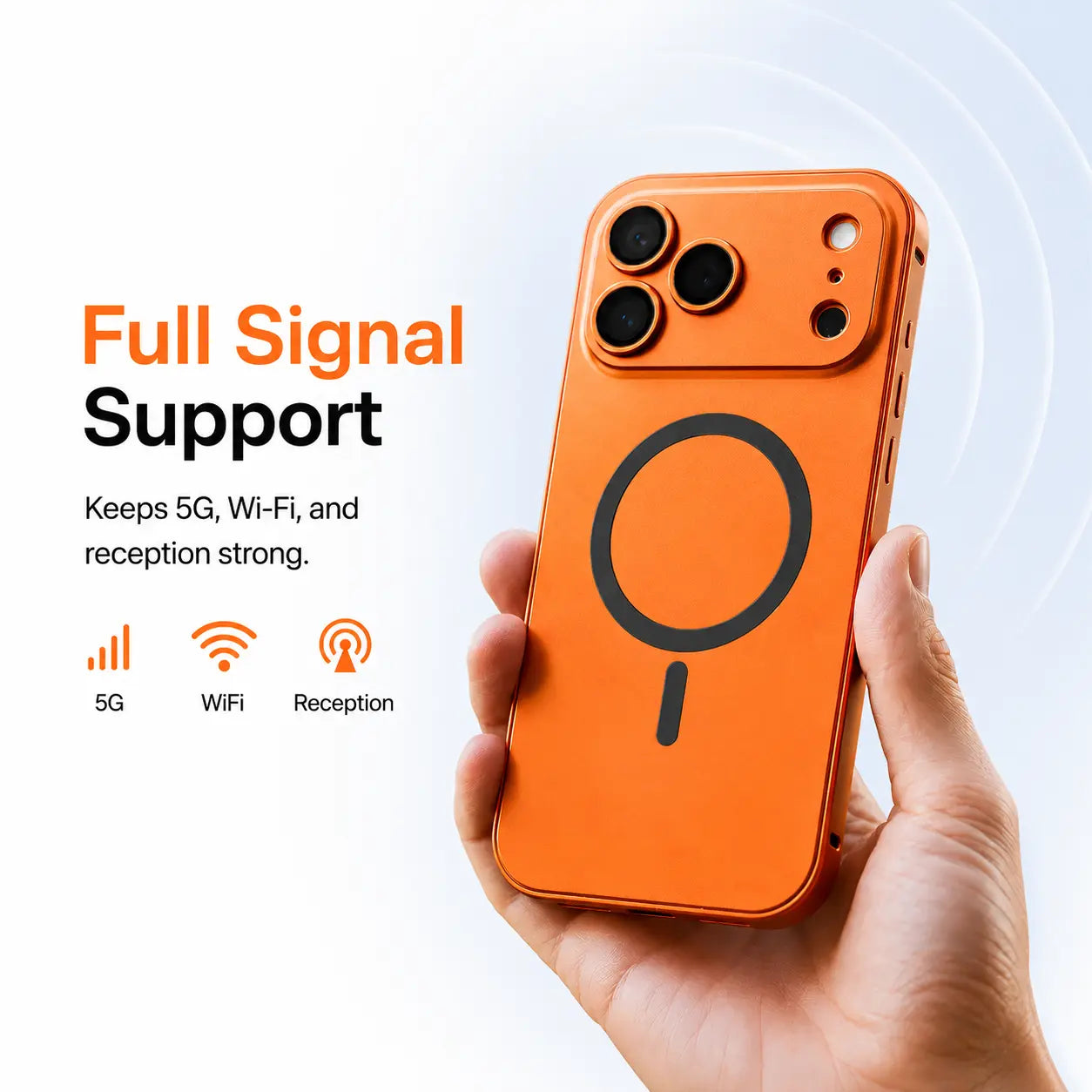 Magnetic iPhone case with aluminum construction #color_Cosmic Orange