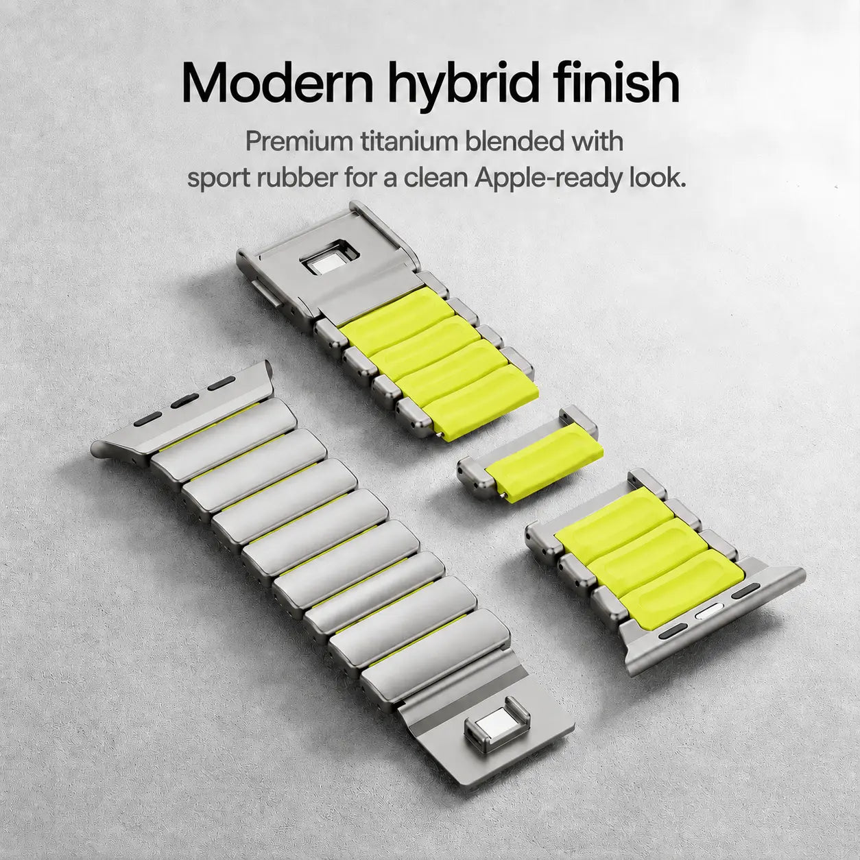 titanium rubber apple watch strap forest green #color_Titanium Forest Green