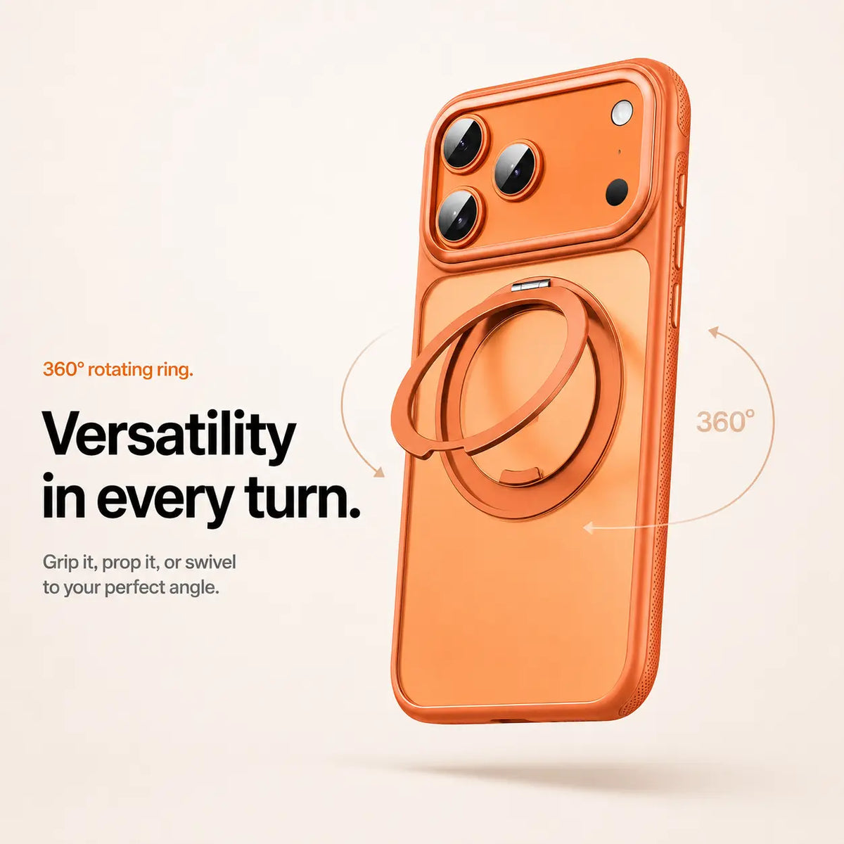 iPhone case with magnetic ring and rotating stand
