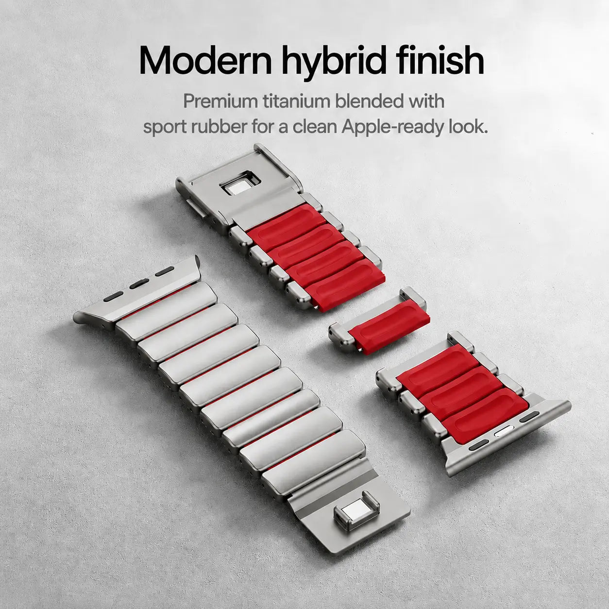 titanium rubber apple watch strap cherry #color_Titanium Cherry
